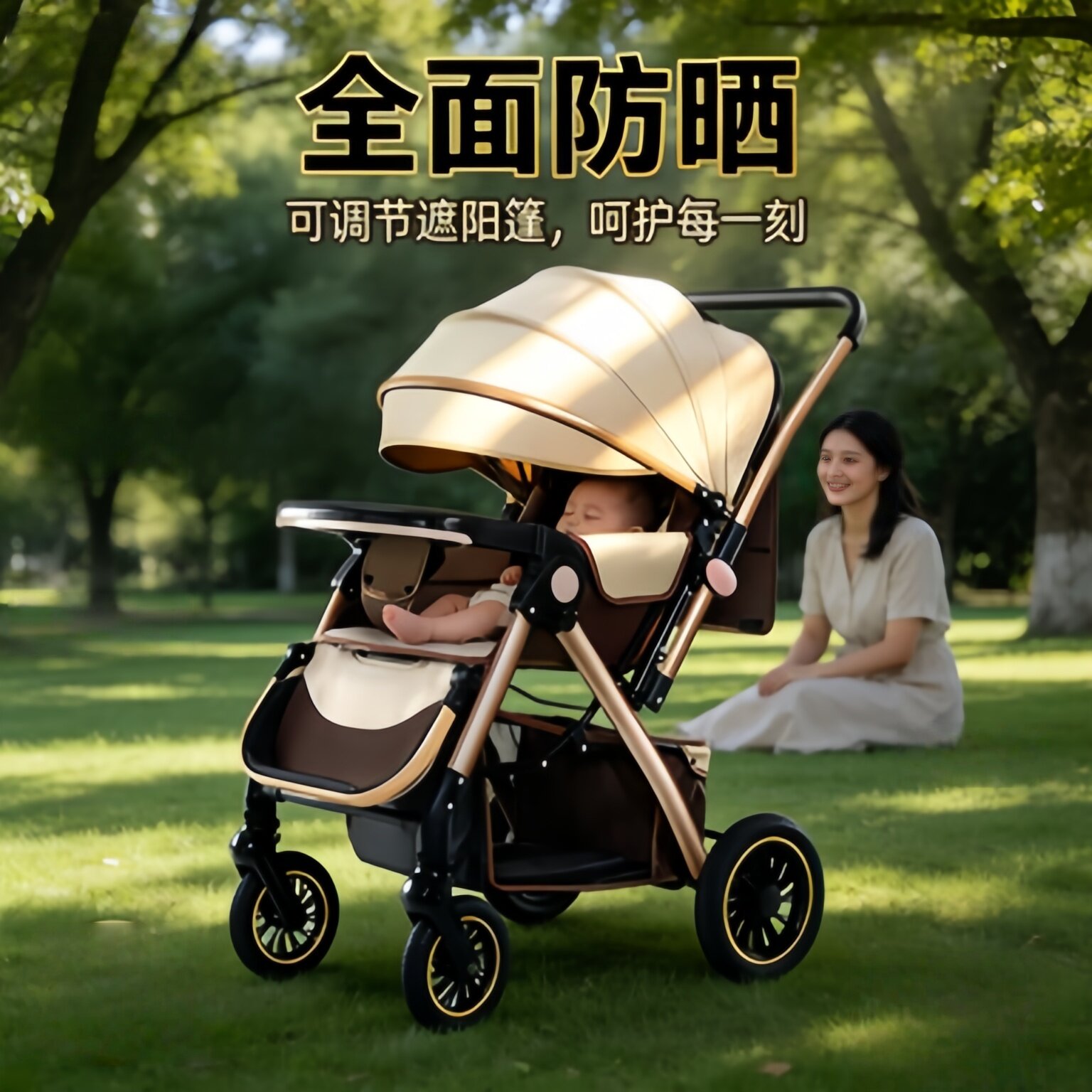 2026新款四轮折叠手推车便携双向儿童婴儿车可坐可躺减震四季通用