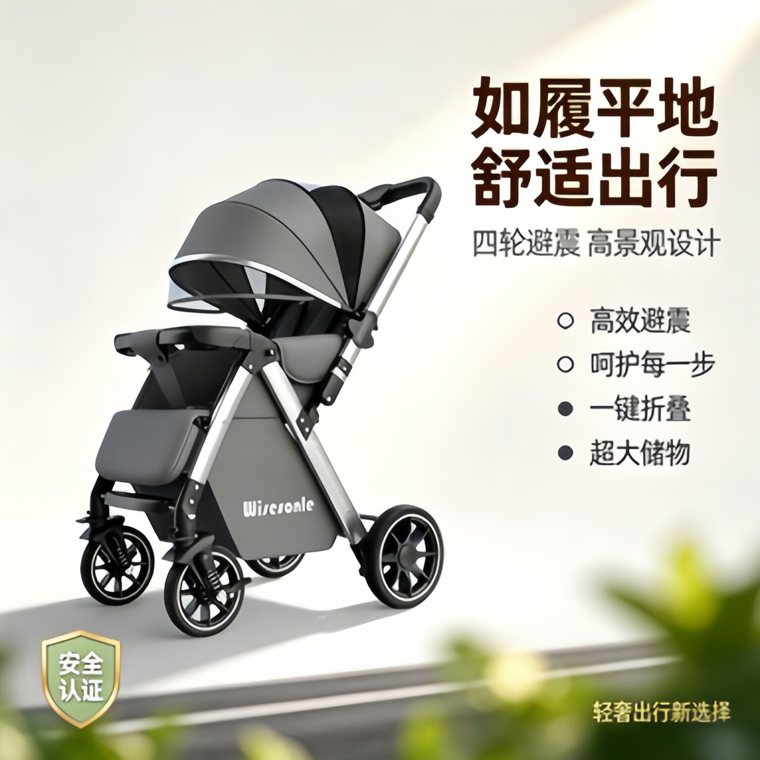 0-3岁宝宝高景观双向婴儿推车可坐可躺折叠轻便一键收车遛娃神器