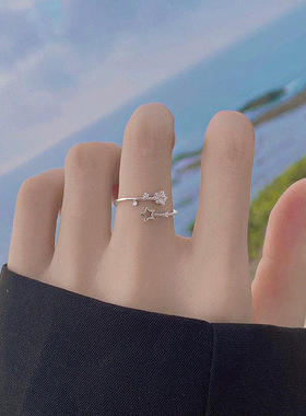 星星戒指女 ins轻奢小众设计感五角星指环韩版简约气质开口可调节