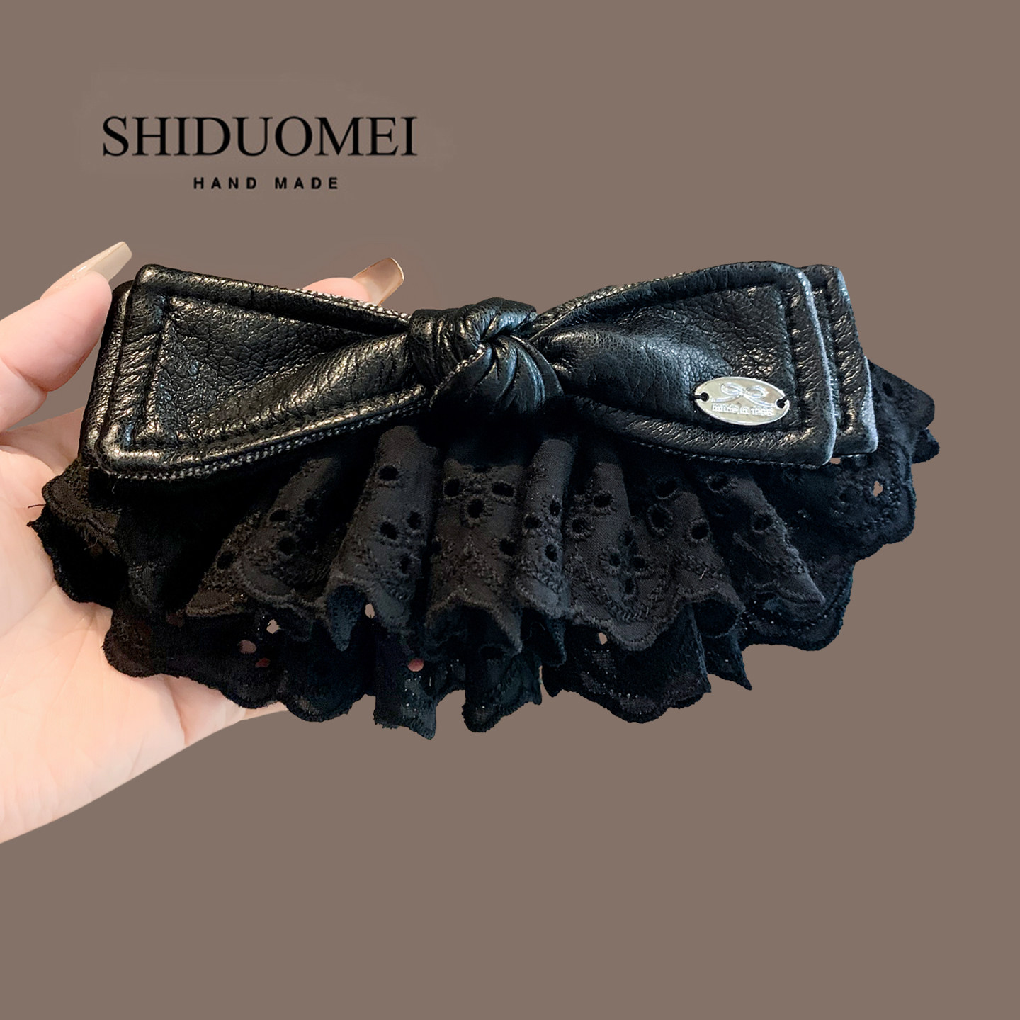 韩系百搭蕾丝裙摆发夹高级感洋气金标皮质蝴蝶结弹簧夹横夹顶夹子,饰品/流行首饰/时尚饰品新,发饰,淘宝优惠券,粉丝福利购,淘宝优惠卷