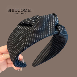 韩系复古条纹宽边打结发箍女2025新款洋气减龄发卡秋冬高炉顶头箍