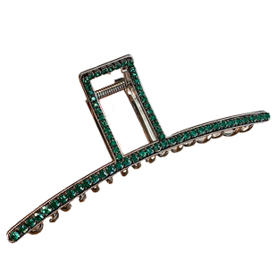 超大号14cm发量多大抓夹宝石绿水钻高端发夹精致后脑鲨鱼夹发卡夏