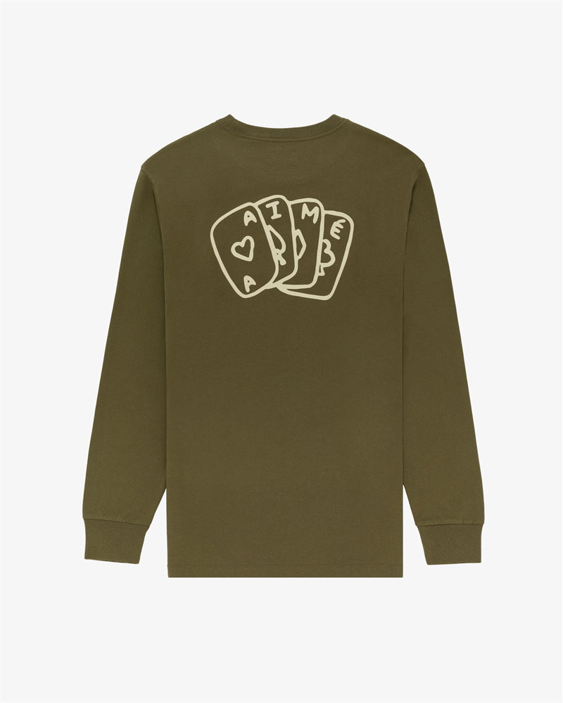 thumbnail for AIME ALD Print Crew Neck Long Sleeve T-Shirt Men's Spring and Autumn New Trendy Loose Base Layer Undershirt