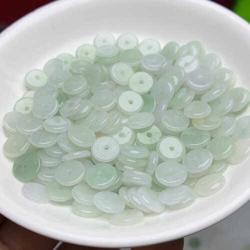 翡翠A货卡8.8mm绿白平安扣50颗