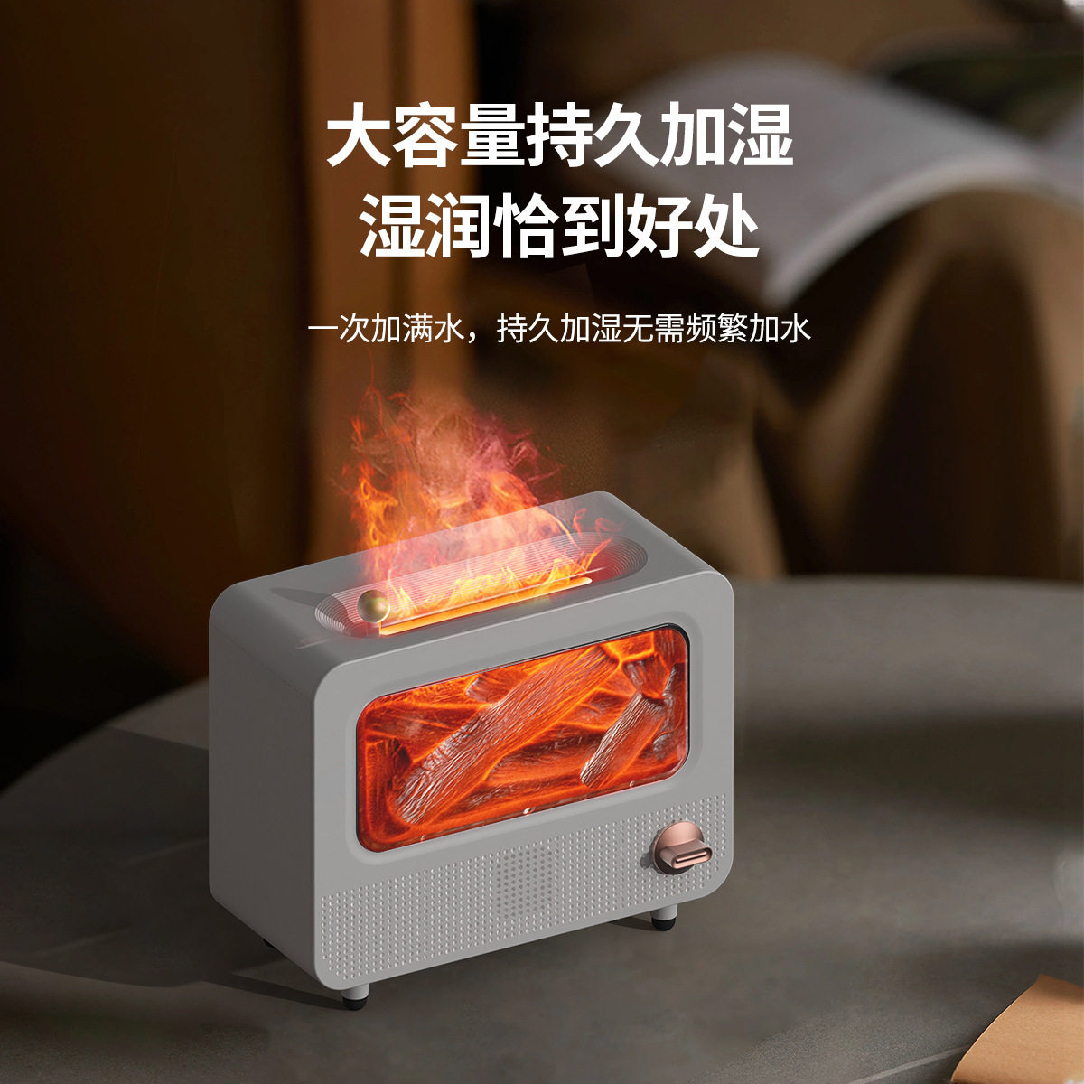 新款仿真壁炉香薰机家用卧室蓝牙音箱白噪音喷雾加湿器氛围灯跨境
