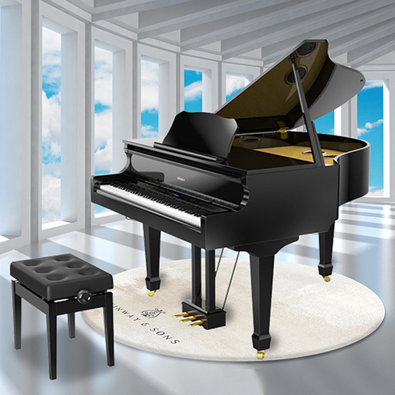 轻奢三角钢琴防滑地垫隔音减震地毯保暖易清洗加厚圆形仿羊绒地毯