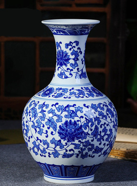 景德镇陶瓷花瓶仿古青花瓷花瓶现代新中式家居客厅花瓶装饰品摆件