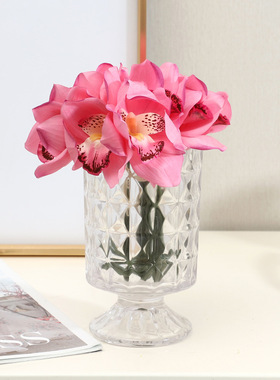 兰桂坊手感保湿蕙兰扎束家居客厅装饰摆件假花盆景手感蝴蝶兰