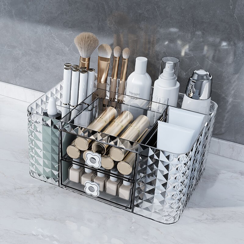 抽屉收纳分格化妆品收纳盒桌面整理眼影盘内置梳妆台杂物盒子