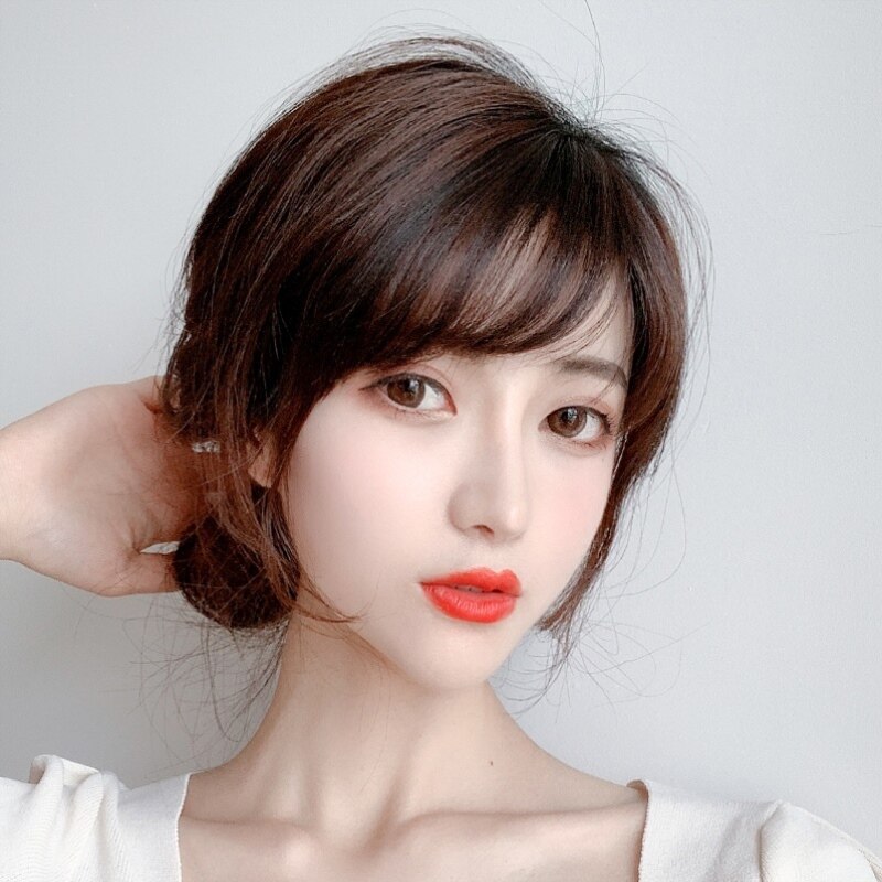 真发斜刘海假发片 假发女三七分自然假刘海 轻薄无痕偏分假留海片