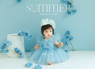 女童黑色礼服裙影楼儿童摄影服装女宝周岁生日拍照宴会服装道具