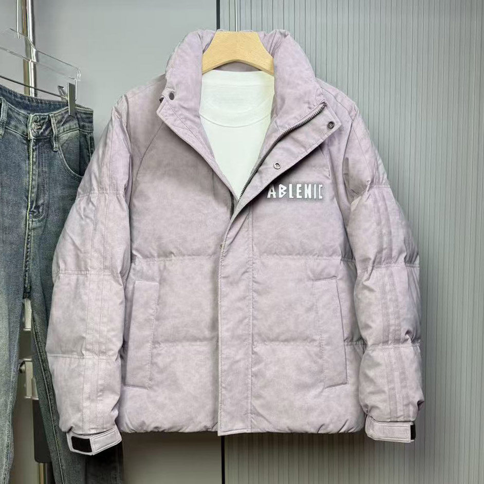 2025男冬新款立领加厚软涂层羽绒服韩版流行青年90白鸭绒保暖外套