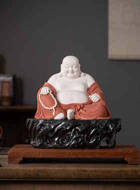 新中式陶瓷弥勒佛大肚笑佛像玄关