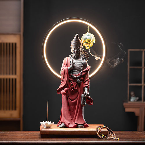 陶瓷摆件中式家居客厅发光灯圈