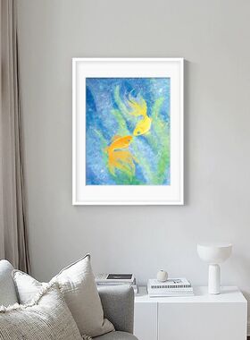 八卦鱼图寓意好高级壁画客厅玄关走廊餐厅卧室挂画艺术喷绘装饰画