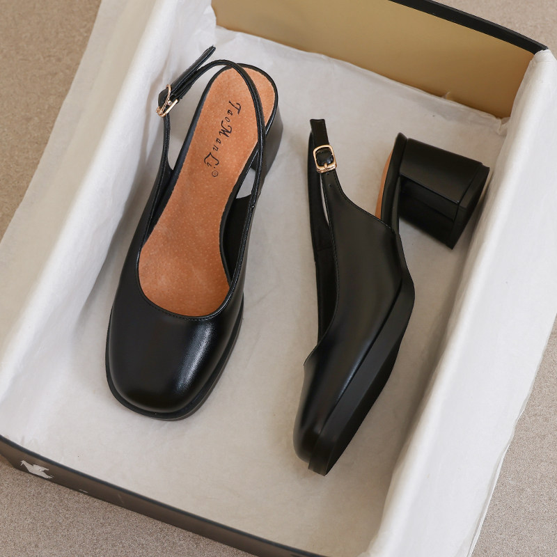 羊皮版~包头凉鞋女夏季百搭不累脚配裙子33高跟34小码玛丽珍单鞋