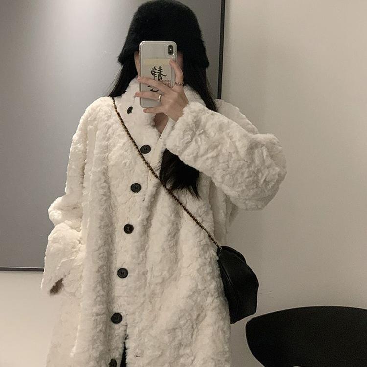 羊羔毛仿兔绒皮草加厚宽松立领