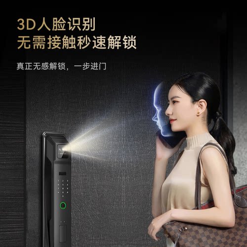 吉猫临智能门锁人脸识别锁双摄猫眼家用防盗全自动指纹密码锁D10