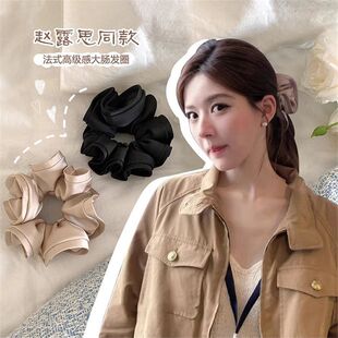 法式 百搭复古韩系发圈 复古木耳边轻奢缎面大肠发圈高级感气质时尚