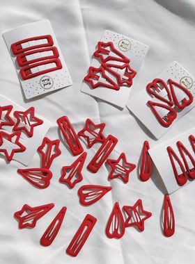 儿童春节新年发饰红色BB夹可爱宝宝小熊发夹小女孩五角星碎发卡子