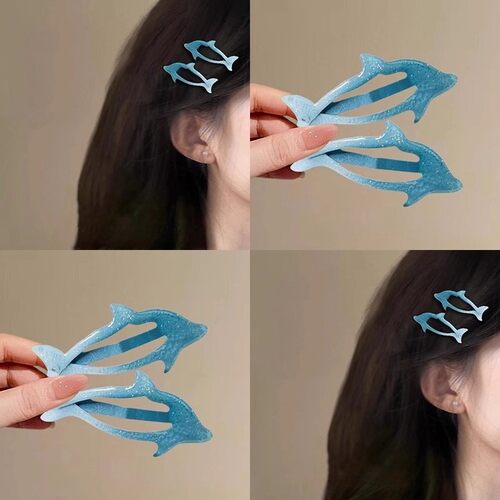 多巴胺蓝色海豚发夹女2026新款前额刘海侧边夹可爱发卡后脑勺发饰
