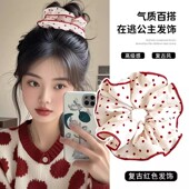 波点格子红色系大肠圈不伤发发绳女孩扎丸子头发圈高弹力头绳发饰