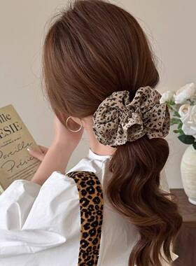超大号！豹纹大肠发圈韩版2026新款ins风y2k千禧辣妹发绳头绳发饰