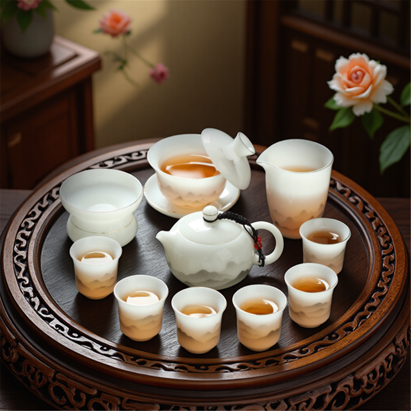 茶具套装2025新款功夫茶杯轻奢高档高端大气陶瓷泡茶专用羊脂玉壶