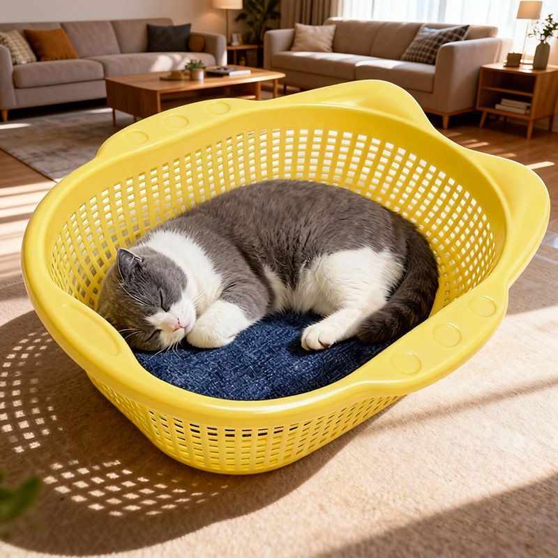 菜篮子猫窝夏季透气凉爽降温猫床加厚PP舒适耐抓垫子可水洗宠物窝