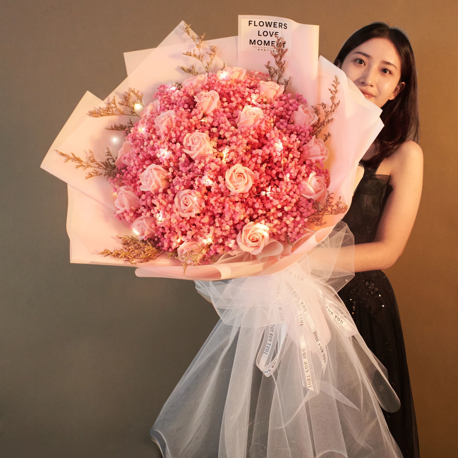 。超大满天星干花永生花情人节送朋友闺蜜女友妈妈生日礼物花束表