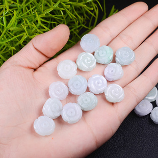 天然翡翠玫瑰花戒指diy散珠串珠手工串珠编织玉石手链项链材料包