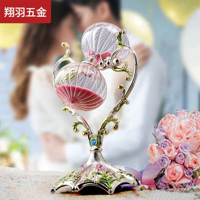 客厅桌面创意大号高级感流沙摆件 时间精致摆件金属沙漏计时器