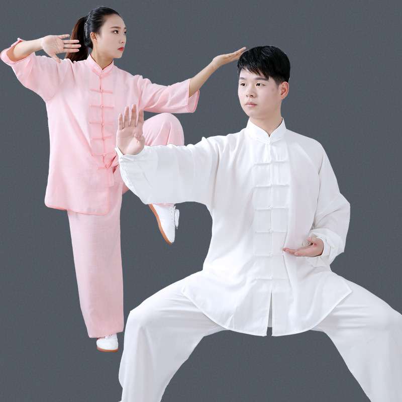 太极服女棉麻男夏季太极拳练功服太极衣服男款服装比赛武术服图片