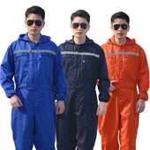 长袖 连体工作服反光条连体连帽工作服男女汽修机修服防污耐脏连体