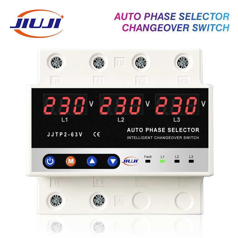 转换三相不间断可调过欠压保护器63A缺零缺相220V电压表智能数显