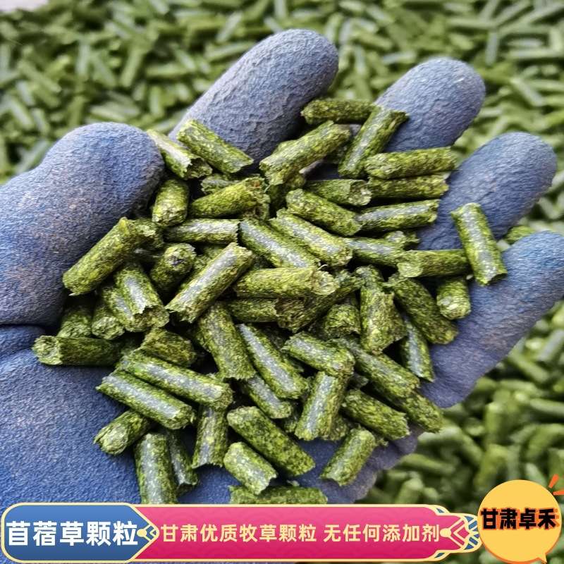 紫花苜蓿草颗粒 牛羊马动物园 猪兔鸭鹅宠物饲料80斤厂家现货包邮