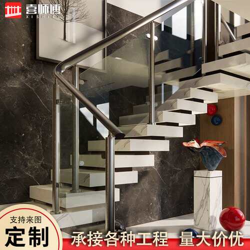 304不锈钢楼梯扶手护栏立柱工装阳台室内外防锈加厚型玻璃栏杆