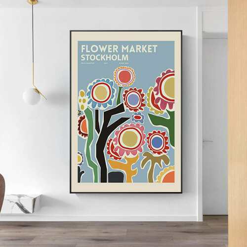 FLOWER MARKER 北欧抽象复古手绘波普风植物装饰画ins小清新版画