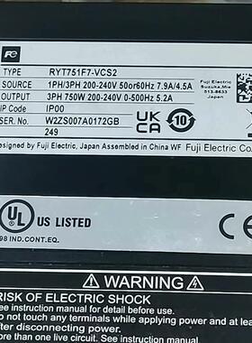 《议价》全新富士750w伺服驱动器型号 RYT751F7-VCS2