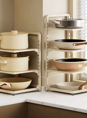 厨房置物架锅具收纳架多功能台面放锅多层工具碳钢隔离收纳神器