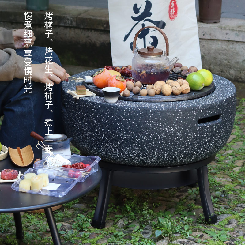 围炉煮茶烤火炉套装器具全套庭院火炉家用室内烧烤桌烤火盆炭火炉