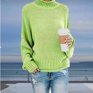 Pullover Half Turtleneck Sleeve Bat Thick Sweater Needle
