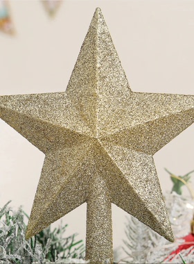 1pc Christmas tree top glitter five pointed star decoration