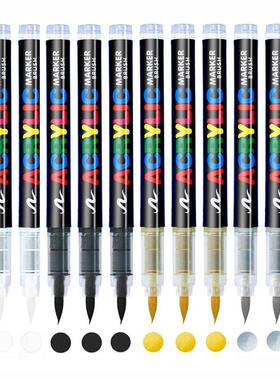 3Pcs Acrylic White Marker Brush Pens White Paint Pens for Ro