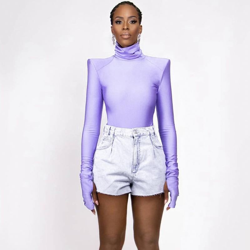 winter bodysuit women long jumpsuit turtleneck shirt plus