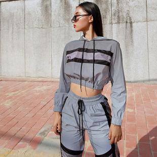 Hooded Color Suit Stitching Reflective Contrast Fabric