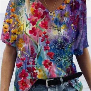 sleeved women half for floral painting shirt