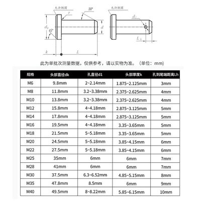 新疆西藏包邮GB882B型销轴圆柱带孔轴销T型平头定位销M6M8M10M12M