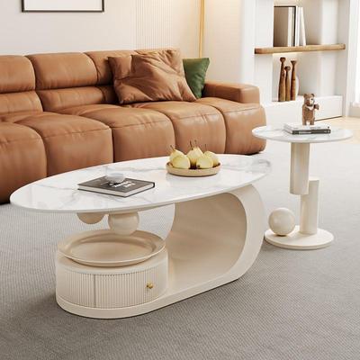 新疆包邮新款茶几椭圆形岩板茶几客厅家用茶桌子爆款小户型简约桌