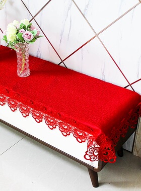 大红色喜庆蕾丝花边餐桌布结婚房电视柜盖布茶几防尘布长方形圆桌